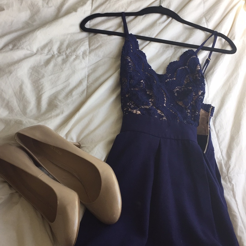 Blue and Nude A line Dress